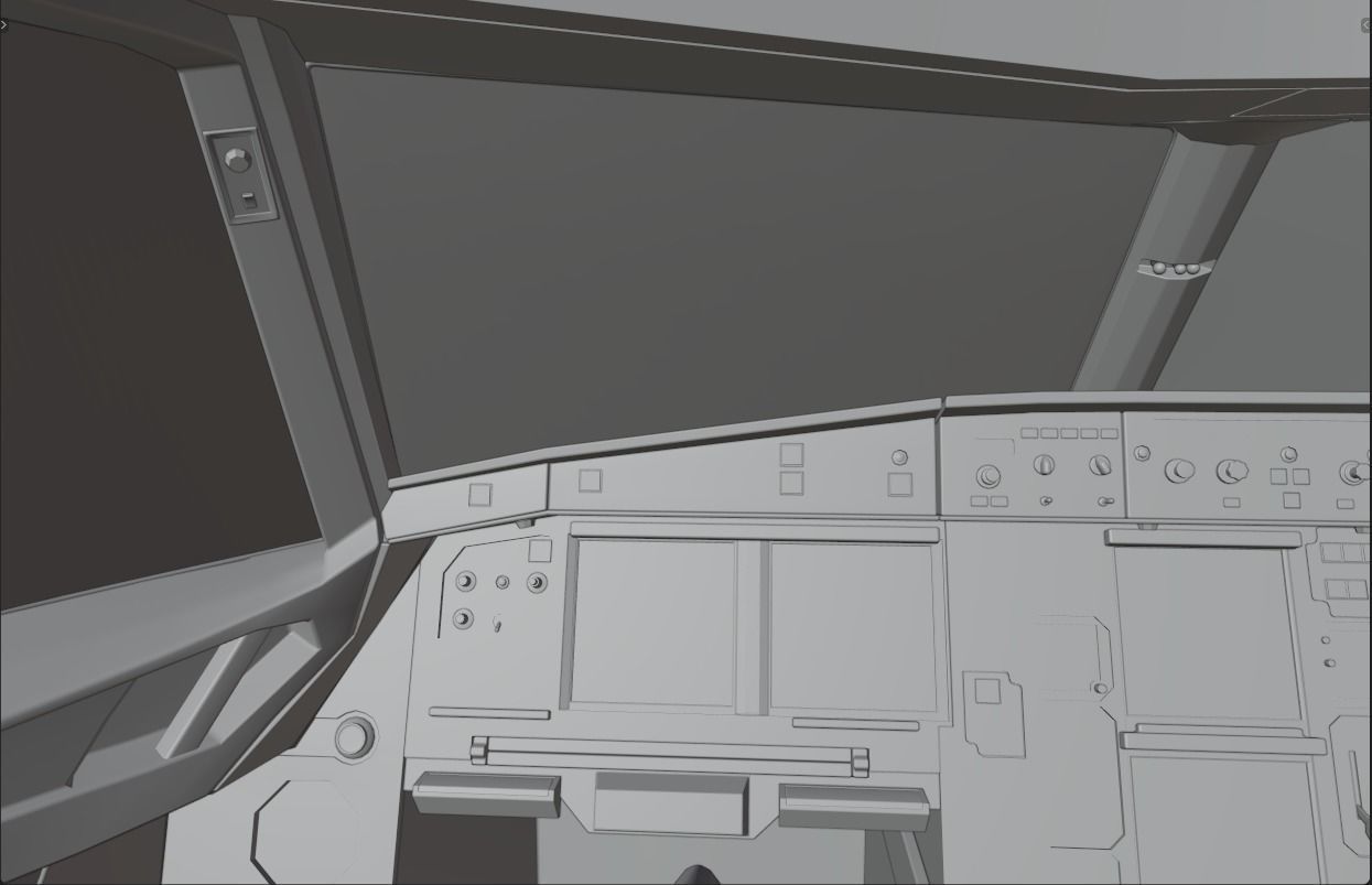 Airbus A320neo cockpit NOT TEXTURED Low-poly 3D model_19