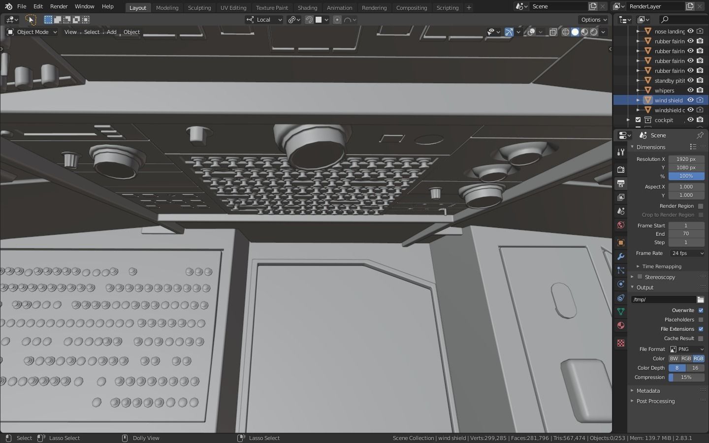Airbus A320neo cockpit NOT TEXTURED Low-poly 3D model_21