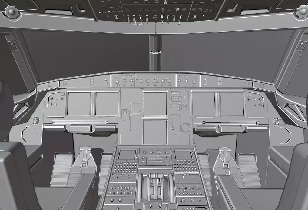 Airbus A320neo cockpit NOT TEXTURED Low-poly 3D model_0