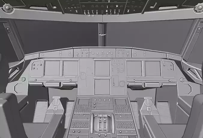 Airbus A320neo cockpit NOT TEXTURED Low-poly 3D model