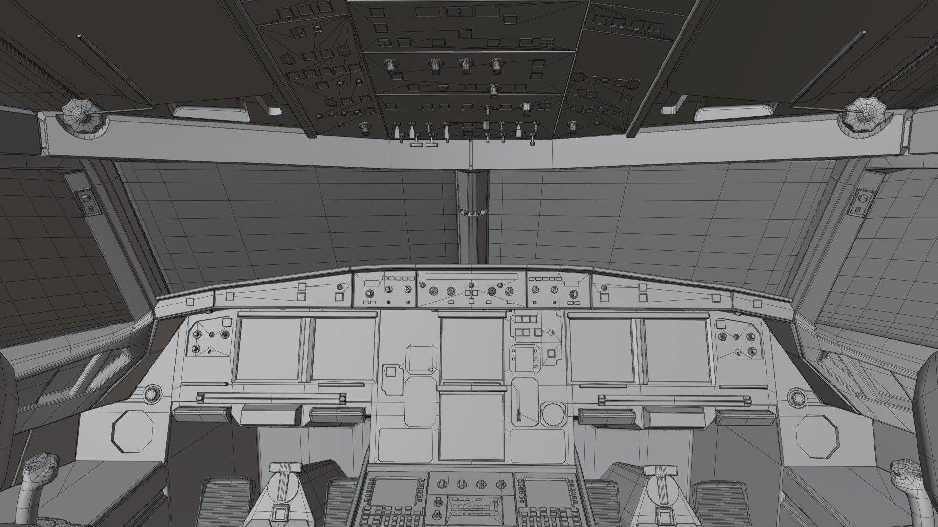 Airbus A320neo cockpit NOT TEXTURED Low-poly 3D model_30