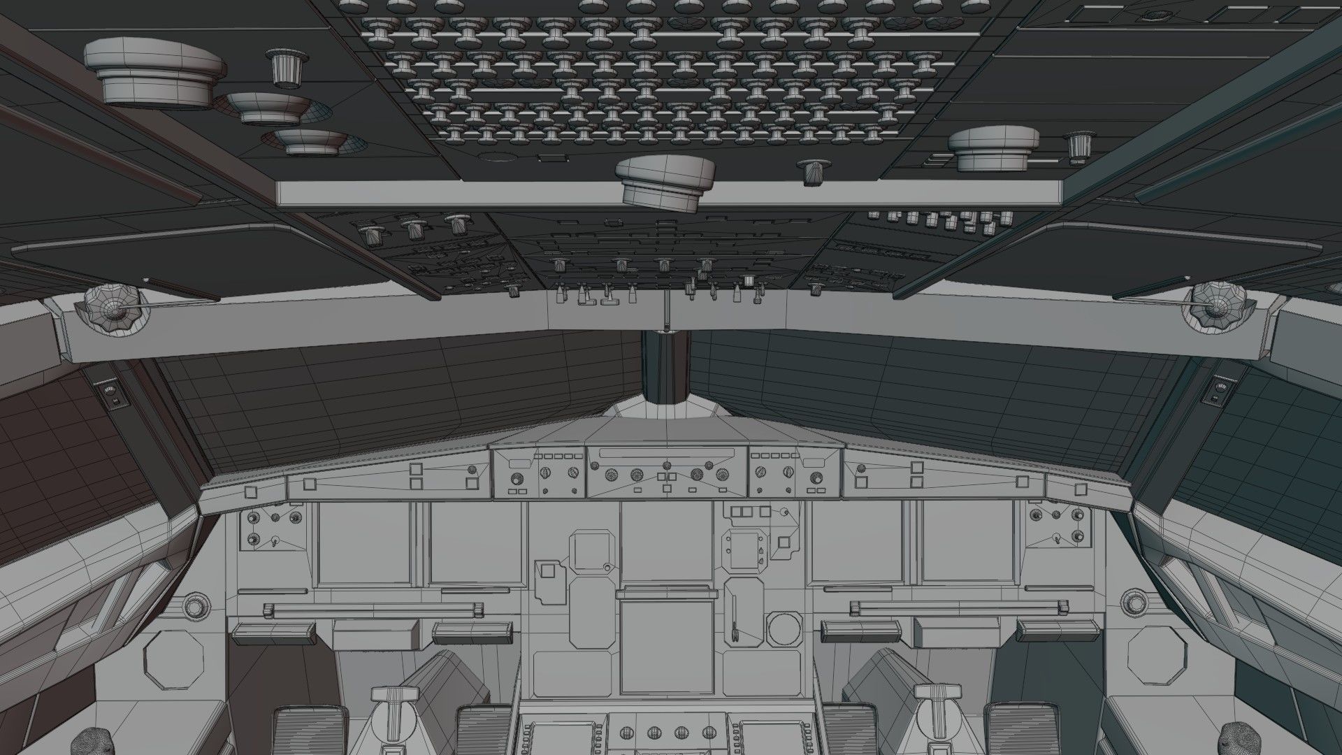 Airbus A320neo cockpit NOT TEXTURED Low-poly 3D model_4