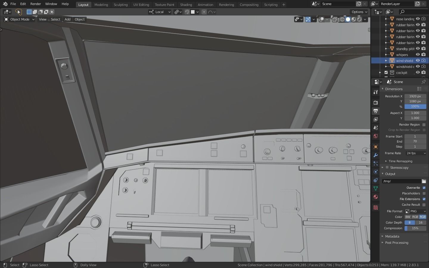 Airbus A320neo cockpit NOT TEXTURED Low-poly 3D model_18