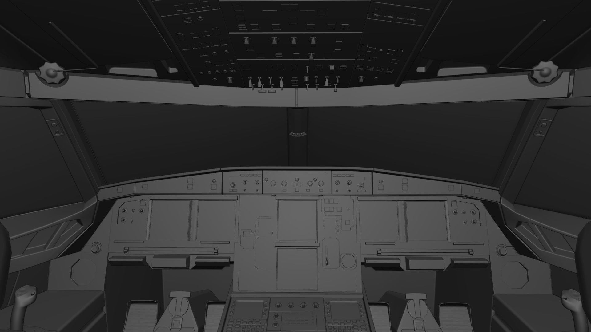 Airbus A320neo cockpit NOT TEXTURED Low-poly 3D model_31