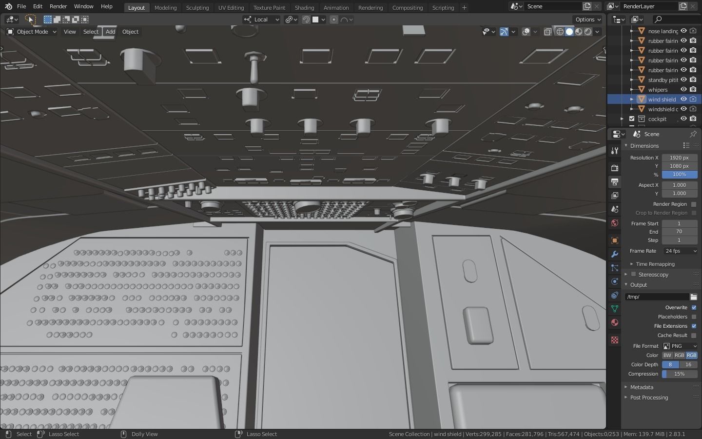 Airbus A320neo cockpit NOT TEXTURED Low-poly 3D model_23