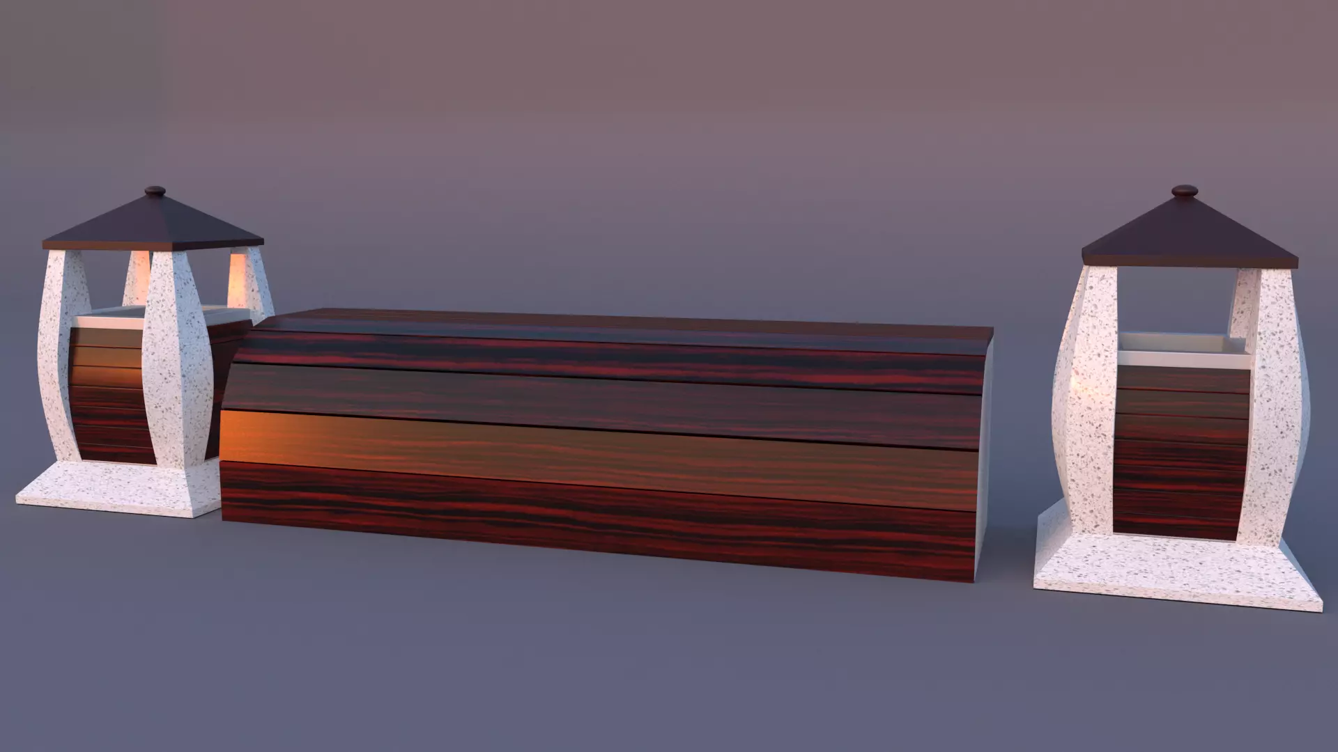 Park bench and rubbish bin 3D model