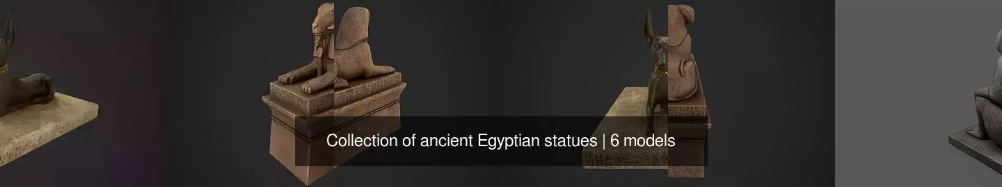 Collection of ancient Egyptian statues 3D Model Pack