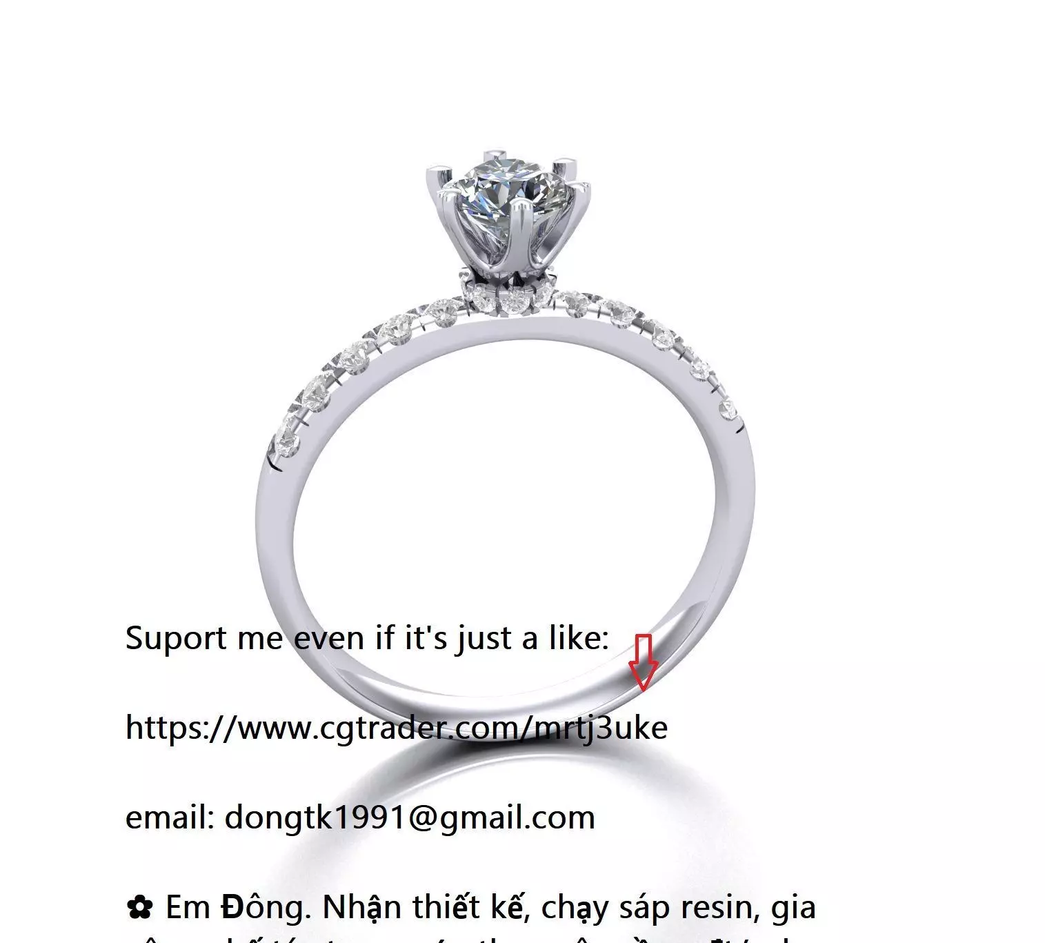 Tiny diamond ring Free 3D print model