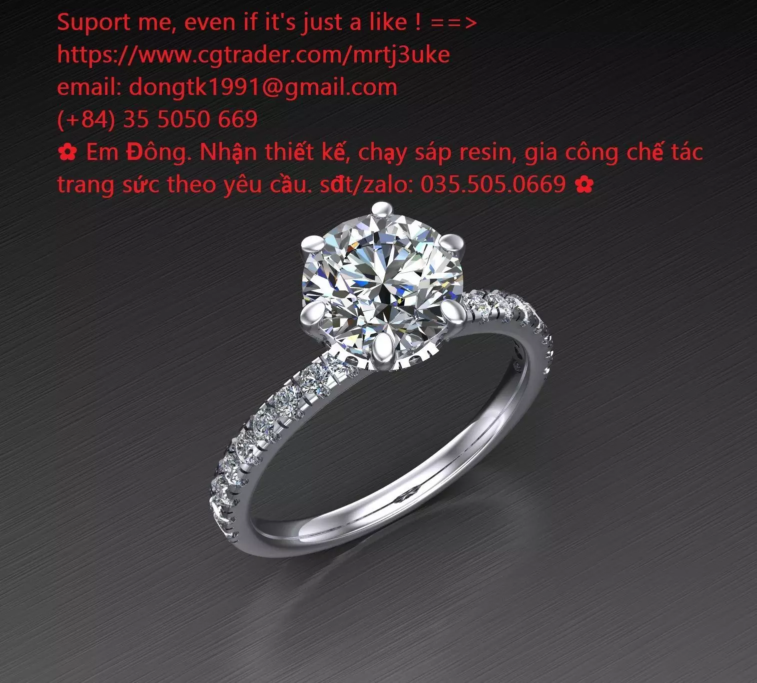 Diamond ring for girl Free 3D print model