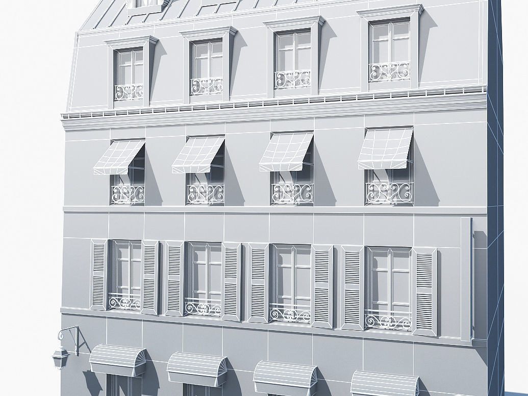 Parisian building 2 Low-poly 3D model_13