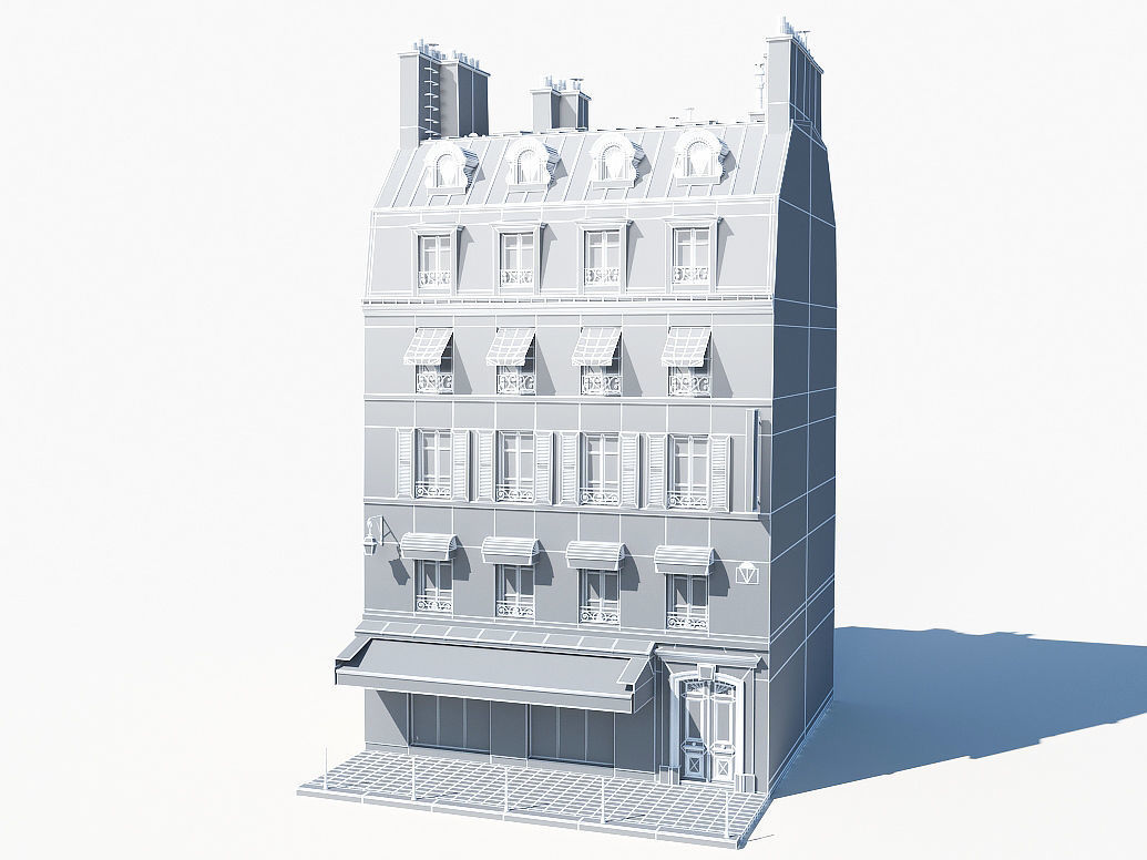 Parisian building 2 Low-poly 3D model_11