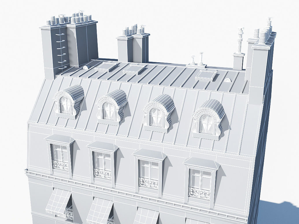 Parisian building 2 Low-poly 3D model_12