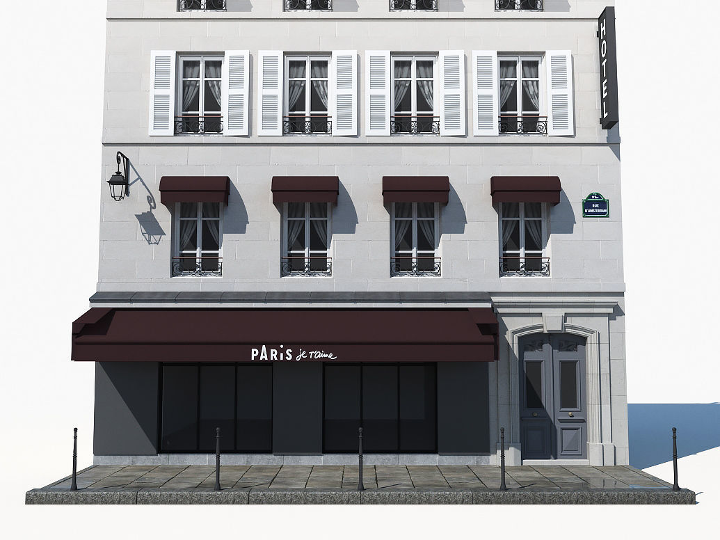 Parisian building 2 Low-poly 3D model_8