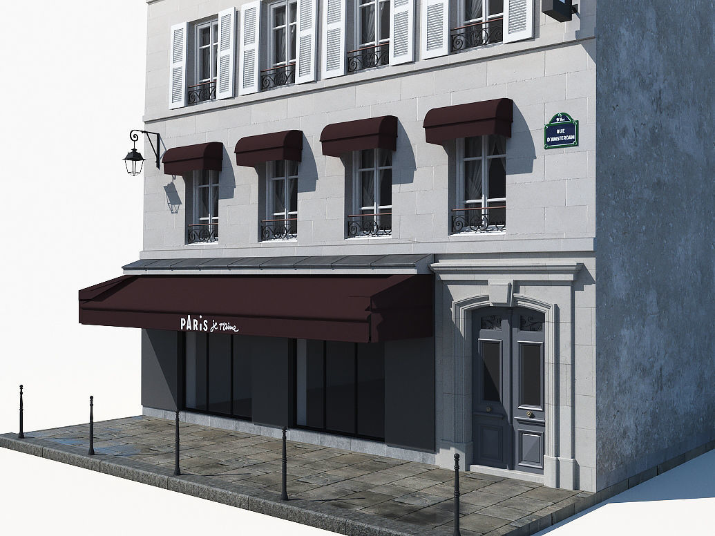 Parisian building 2 Low-poly 3D model_5
