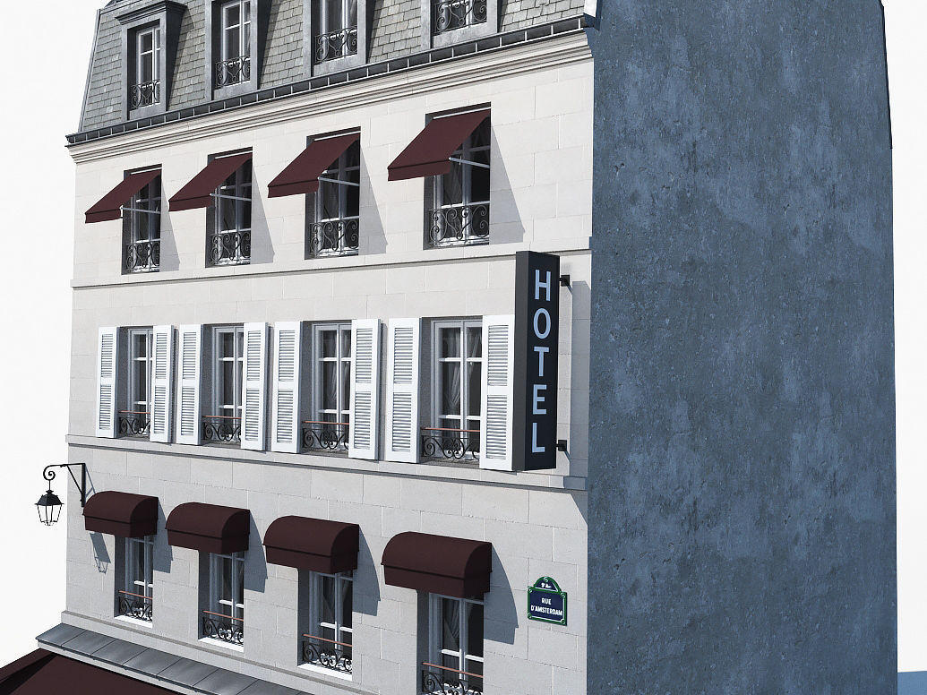 Parisian building 2 Low-poly 3D model_4