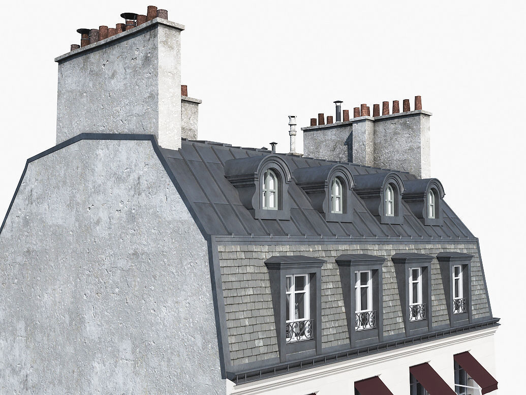 Parisian building 2 Low-poly 3D model_7