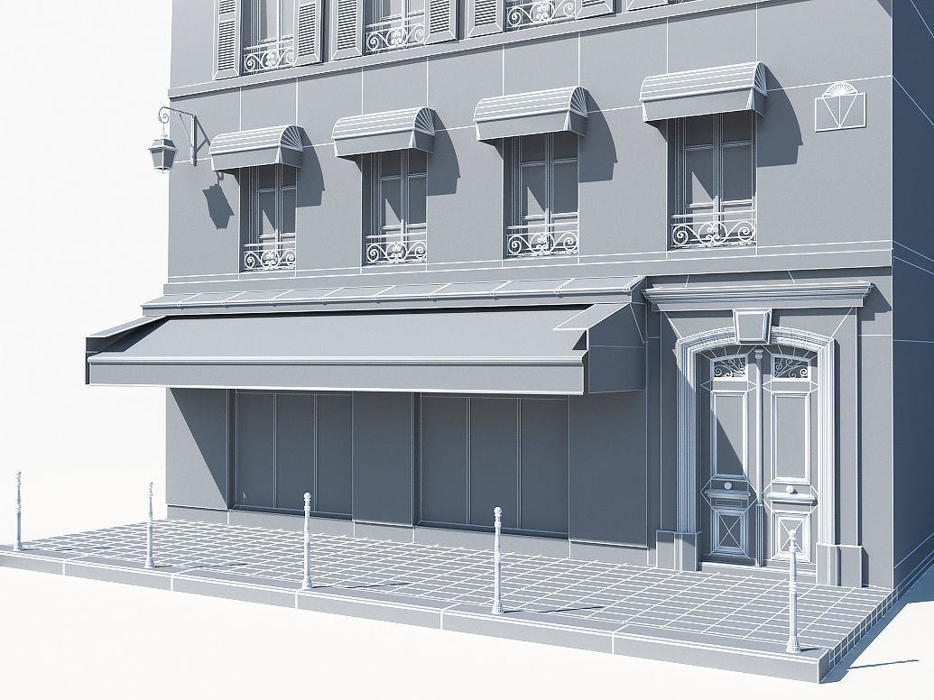 Parisian building 2 Low-poly 3D model_14