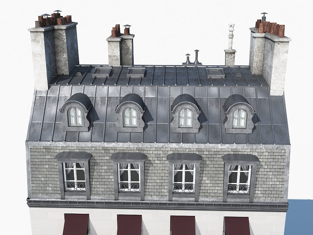 Parisian building 2 Low-poly 3D model_2