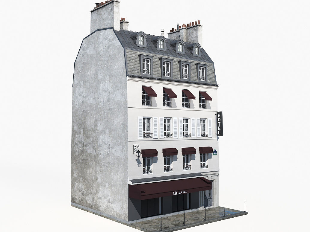 Parisian building 2 Low-poly 3D model_6