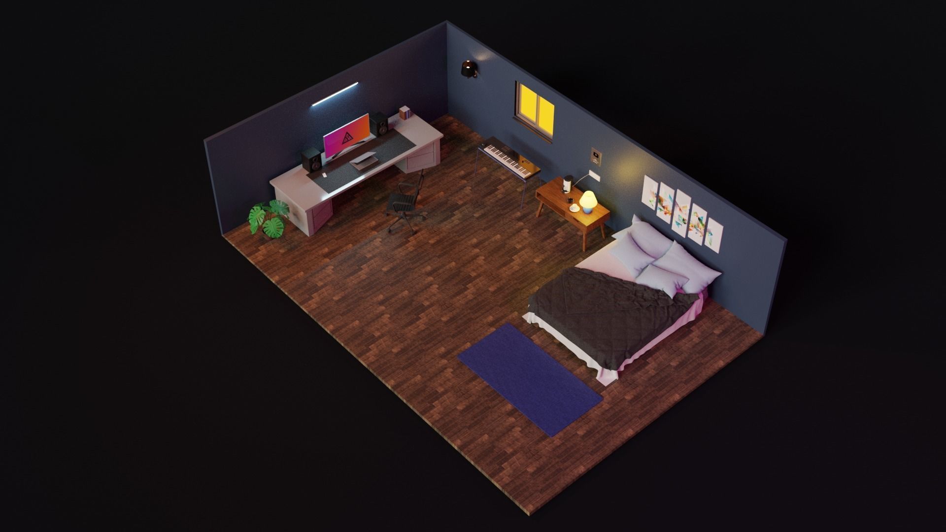 Low Poly MIDI Keyboard Free low-poly 3D model_1