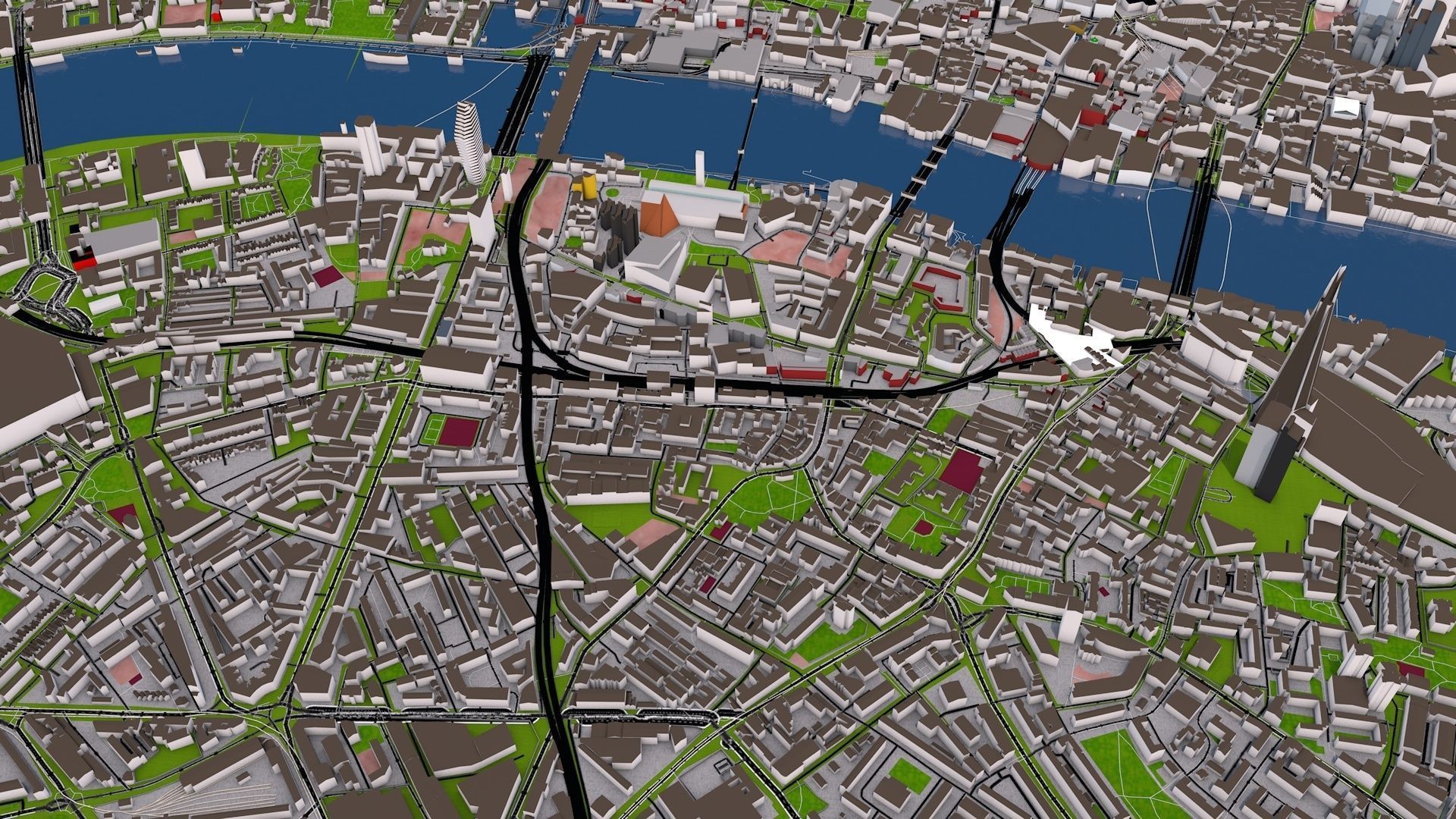 London City 3d model using July 2020 data Low-poly 3D model_8