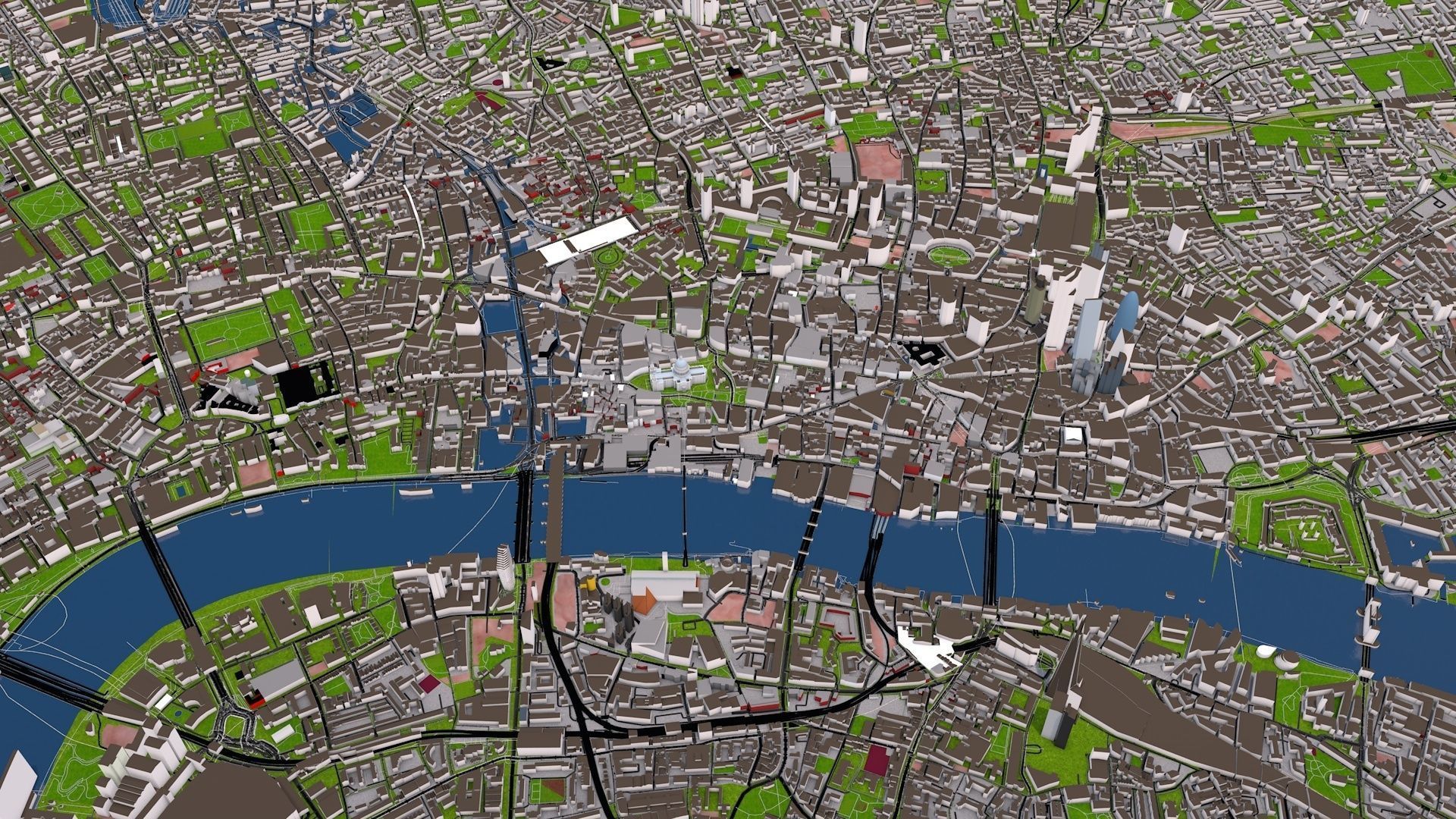 London City 3d model using July 2020 data Low-poly 3D model_1