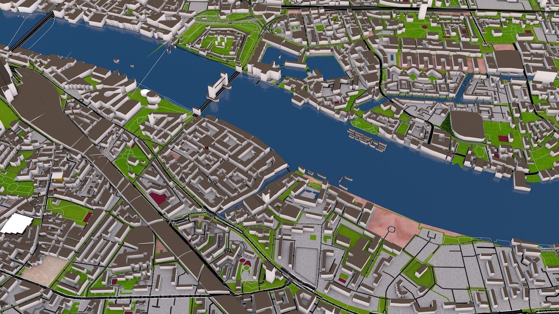 London City 3d model using July 2020 data Low-poly 3D model_10