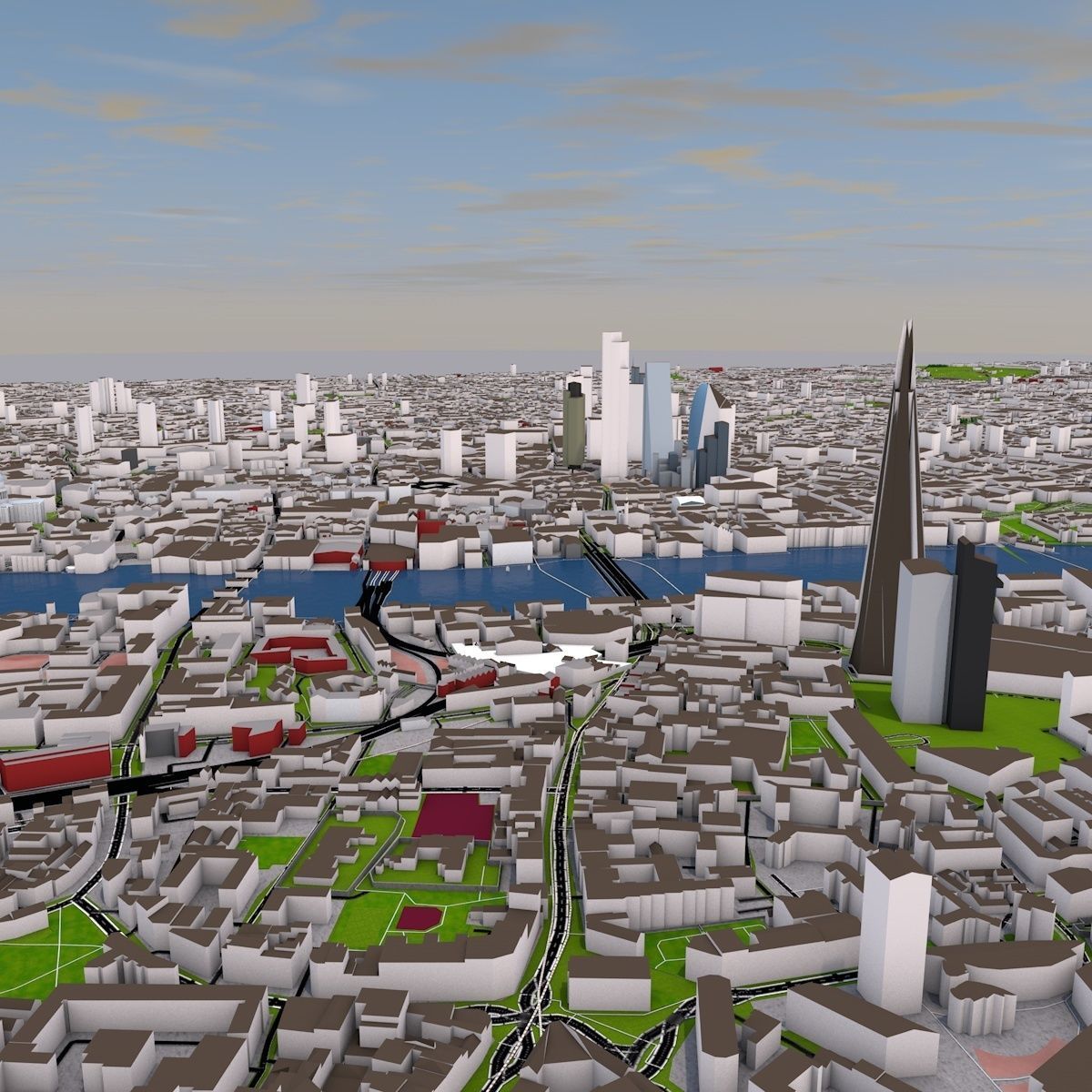 London City 3d model using July 2020 data Low-poly 3D model_42