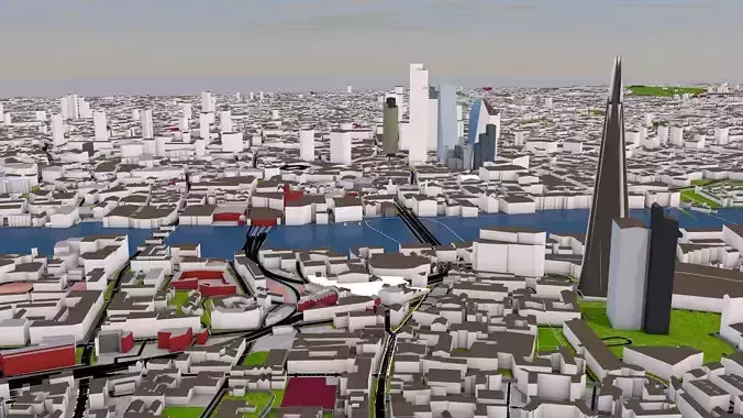 London City 3d model using July 2020 data Low-poly 3D model
