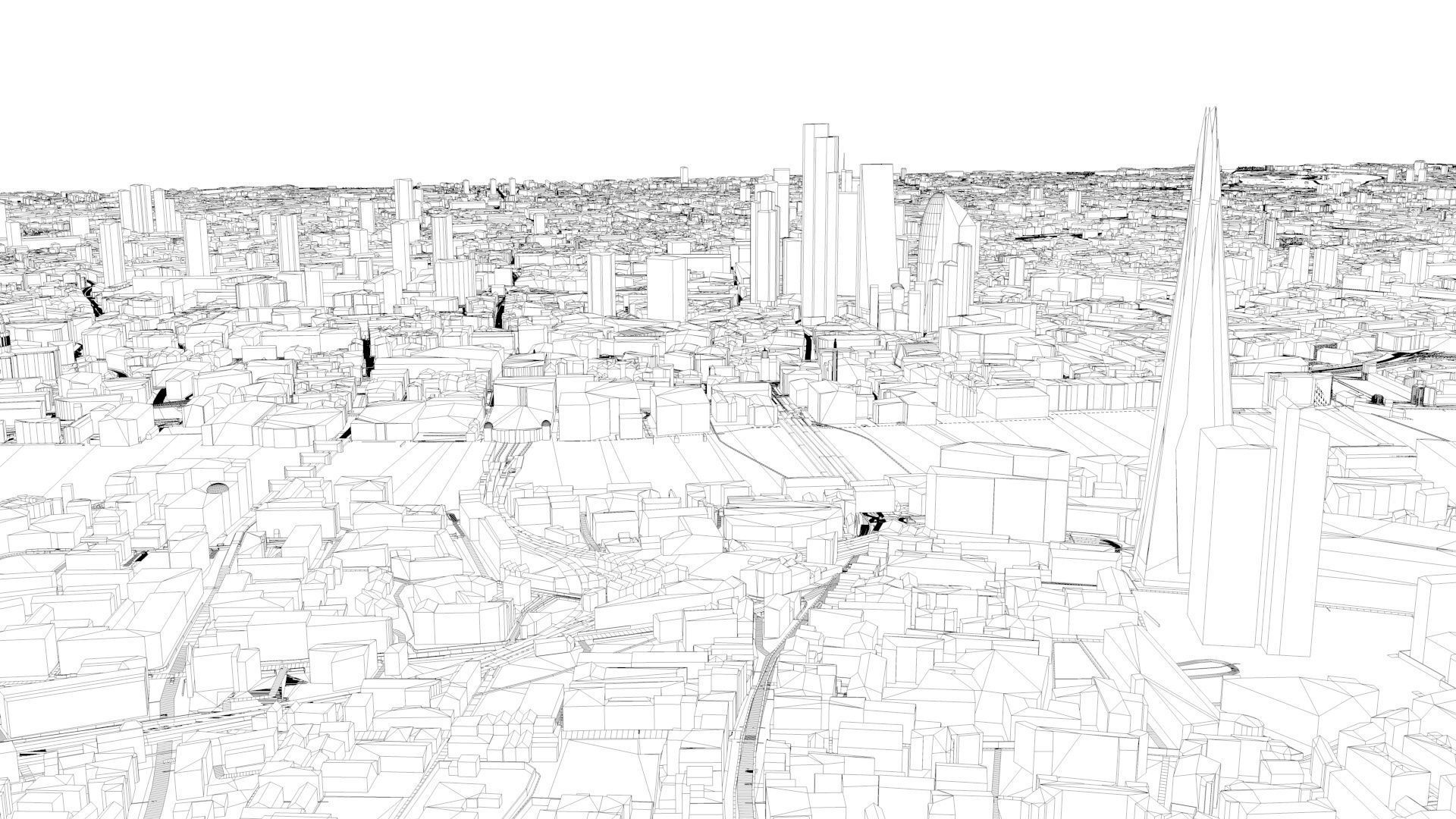 London City 3d model using July 2020 data Low-poly 3D model_43