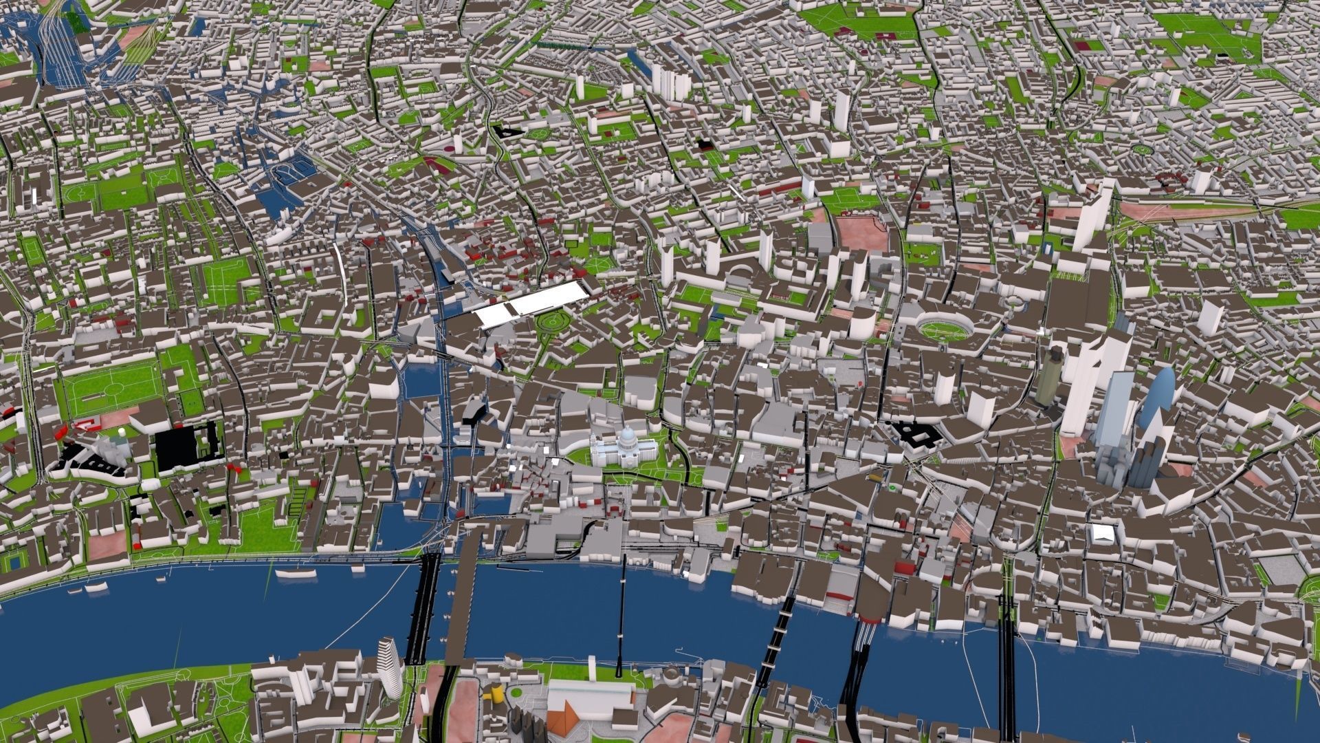 London City 3d model using July 2020 data Low-poly 3D model_3