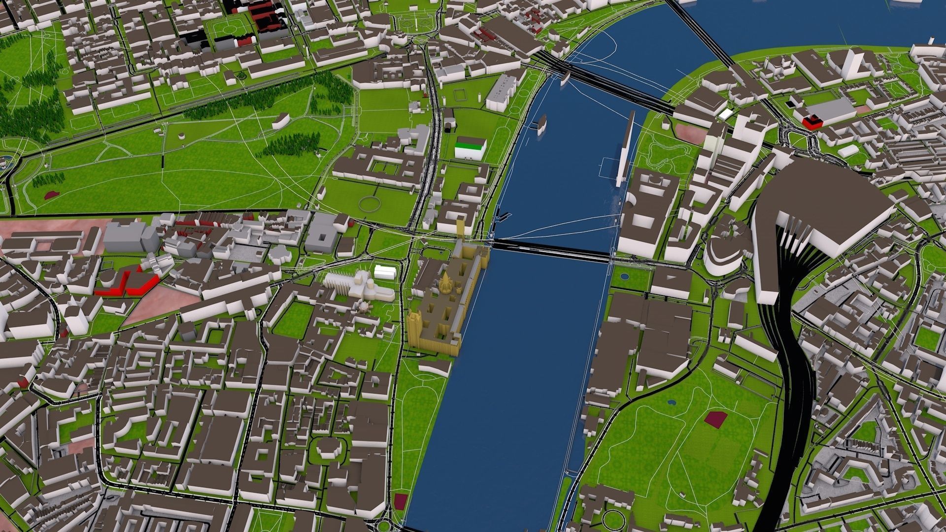 London City 3d model using July 2020 data Low-poly 3D model_20