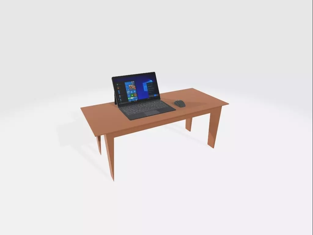table desk with laptop Free 3D model