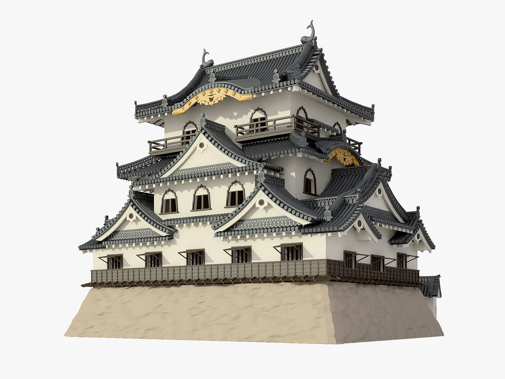 Hikone Japanese Castle 3D model_1