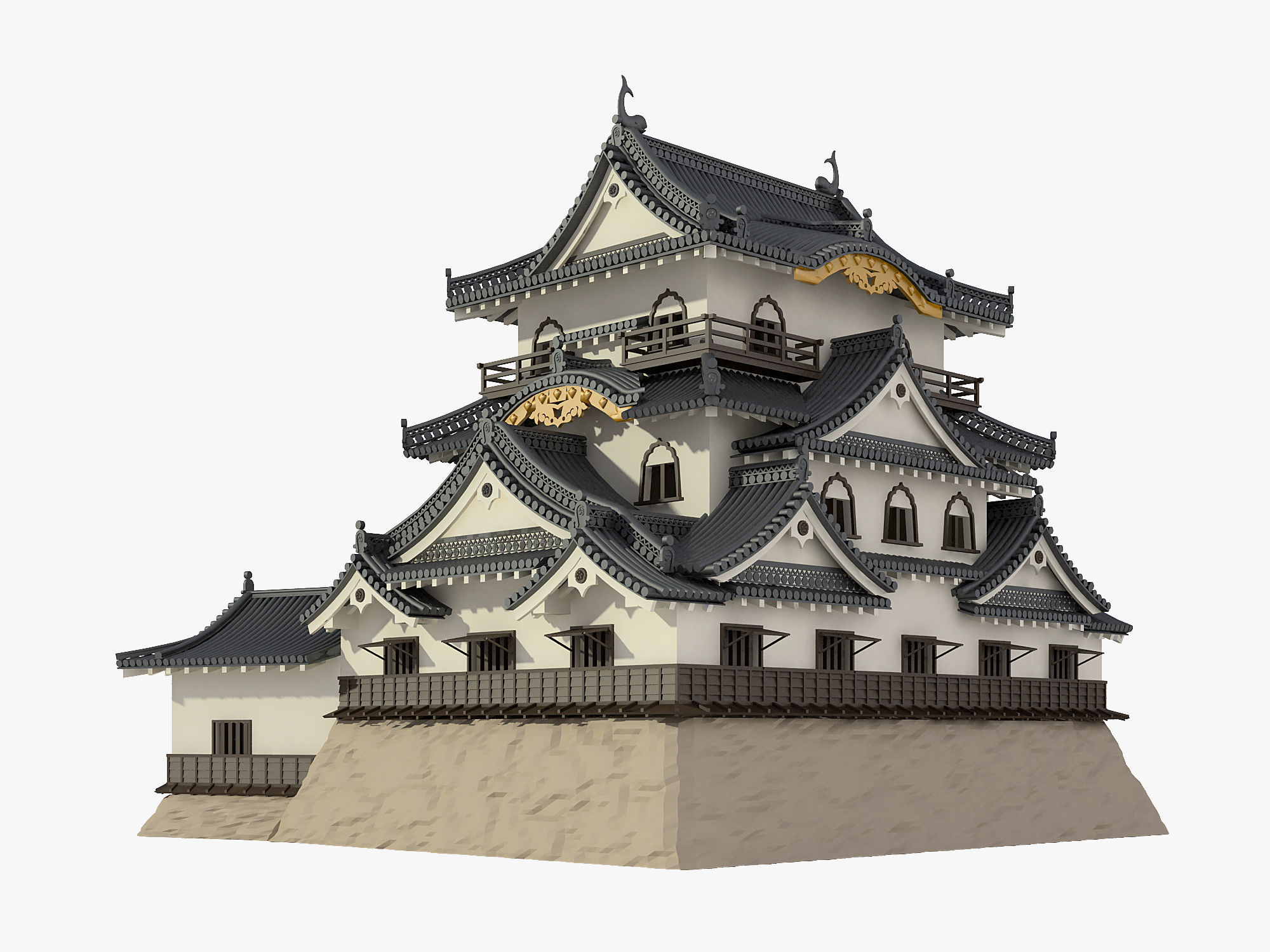 Hikone Japanese Castle 3D model_2