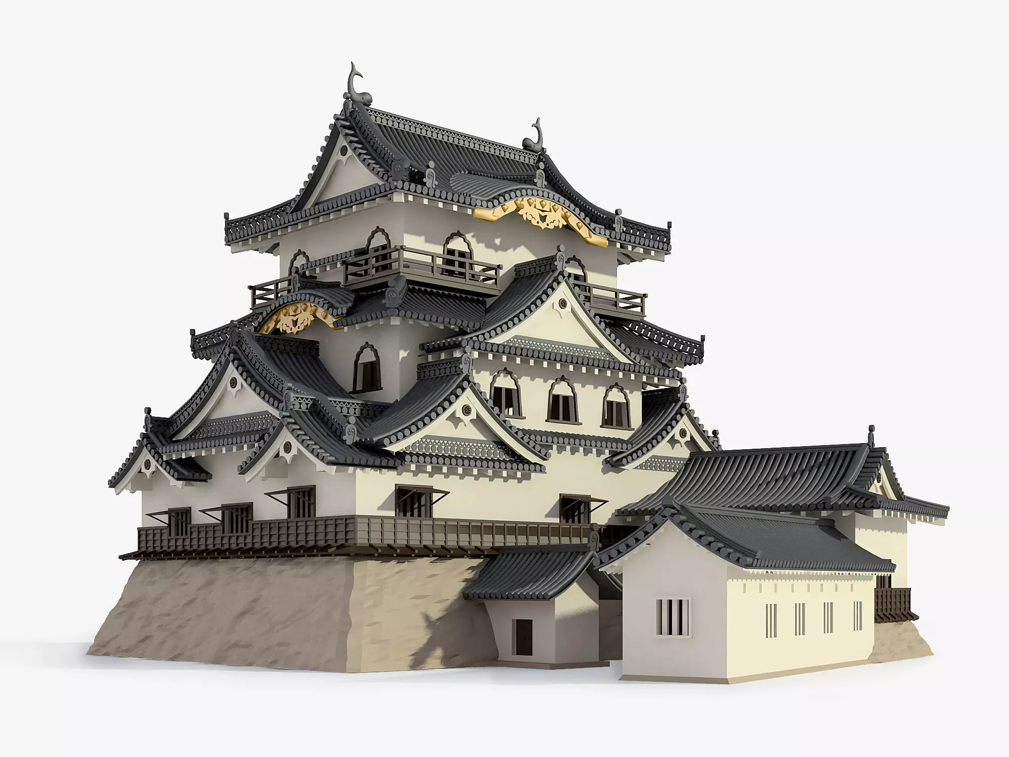 Hikone Japanese Castle 3D model_0