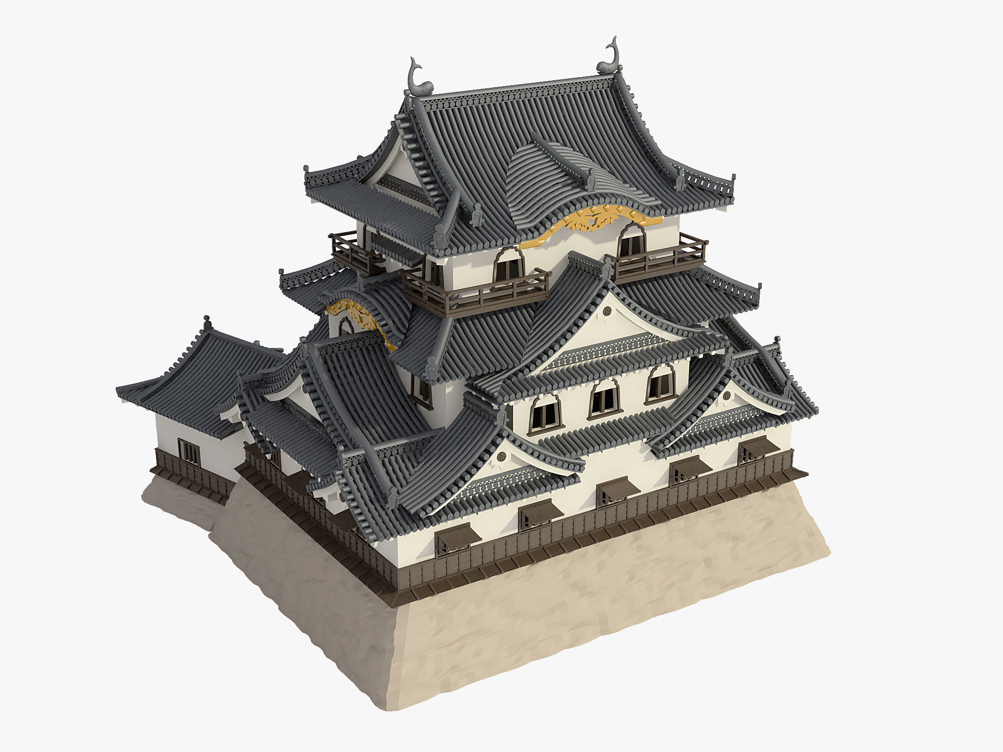 Hikone Japanese Castle 3D model_5