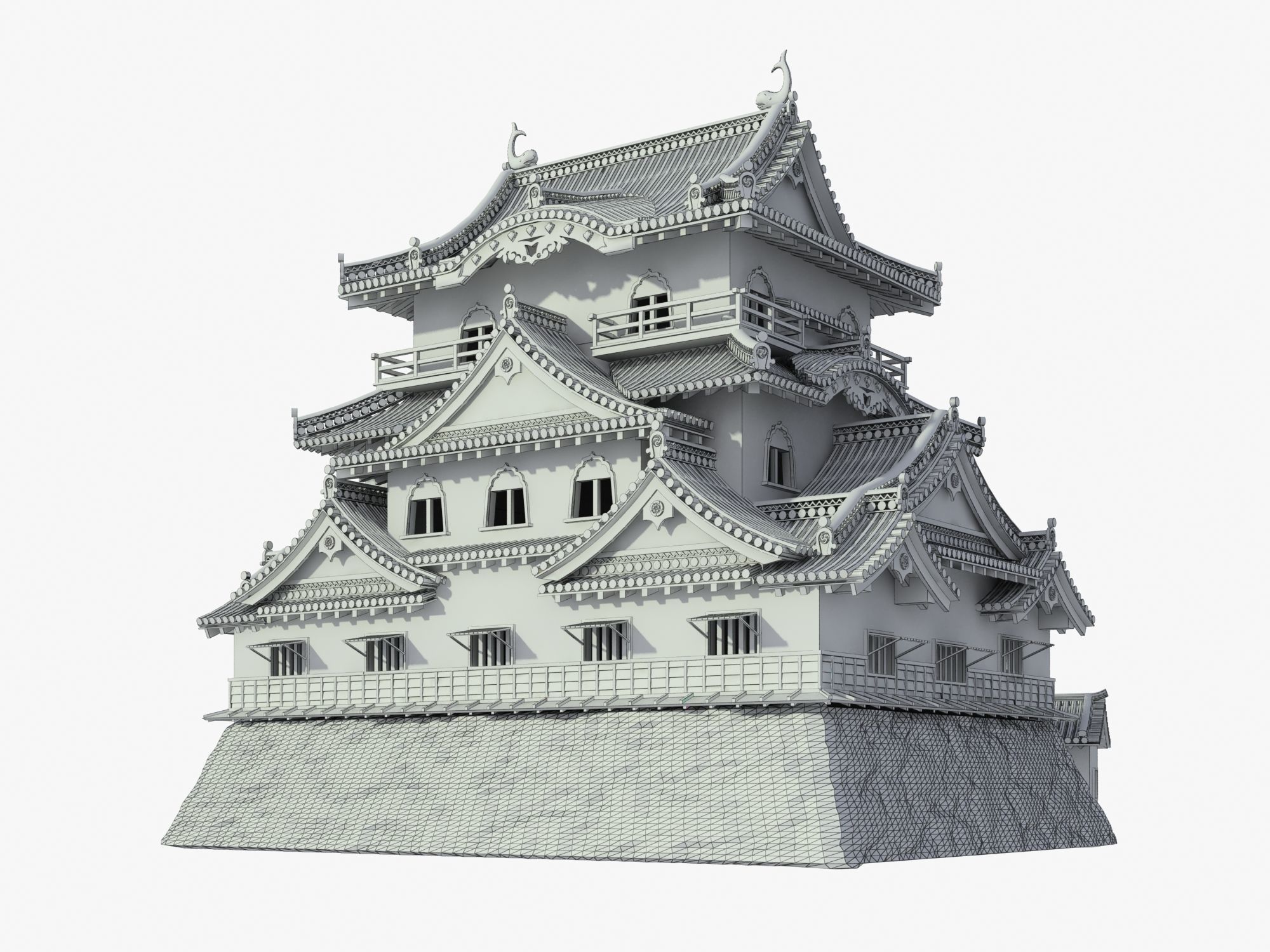 Hikone Japanese Castle 3D model_7
