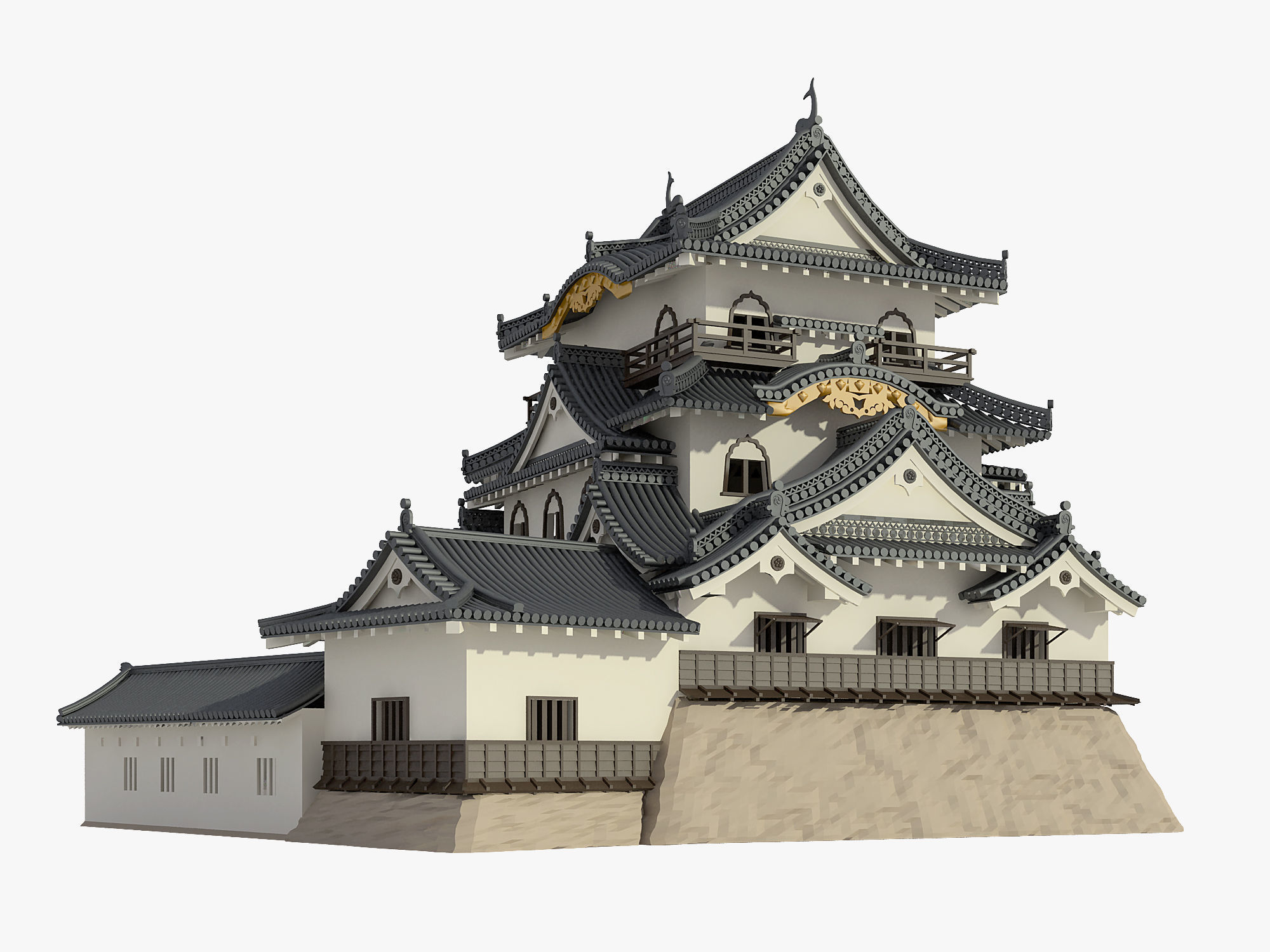 Hikone Japanese Castle 3D model_3