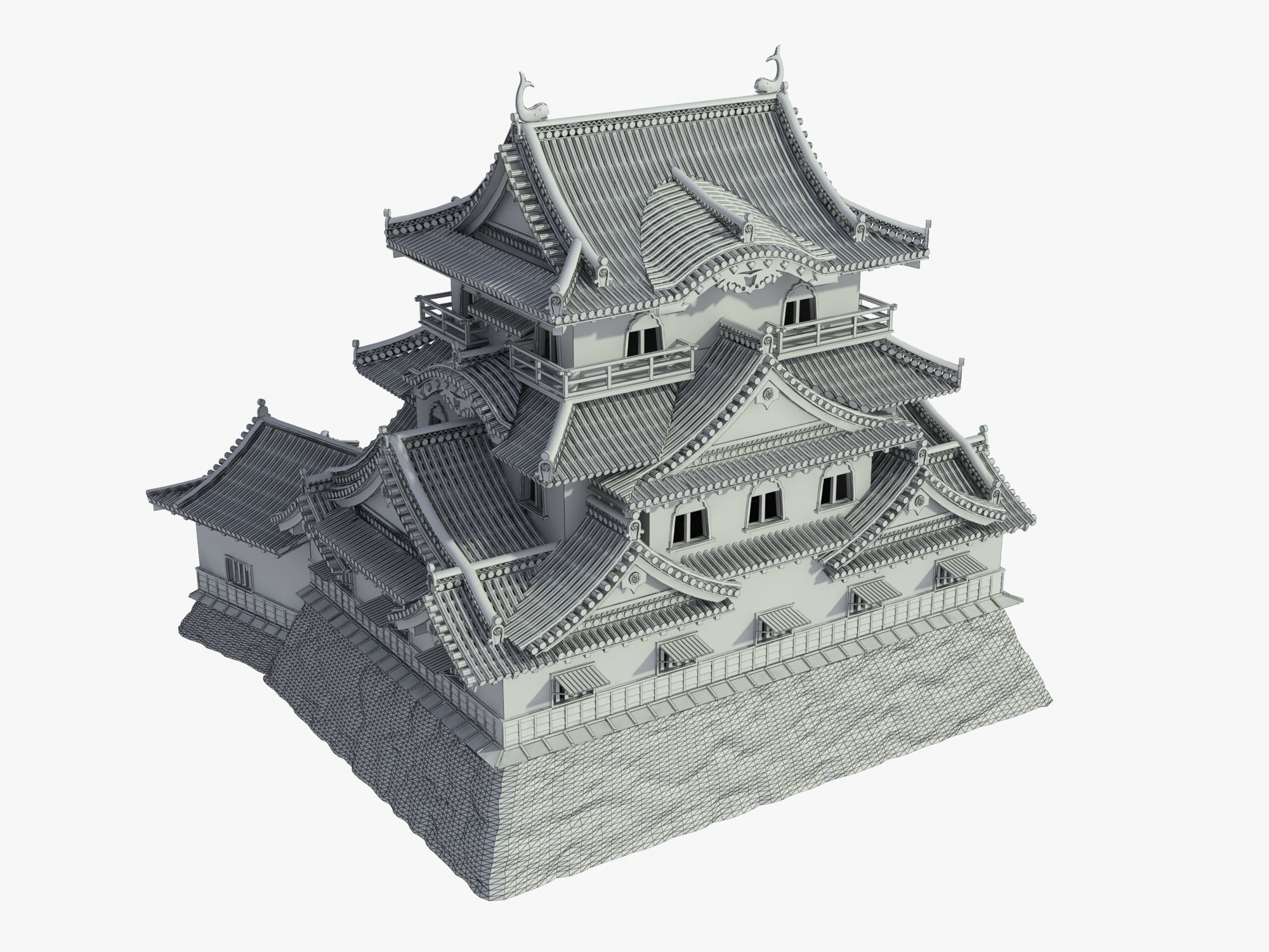 Hikone Japanese Castle 3D model_11