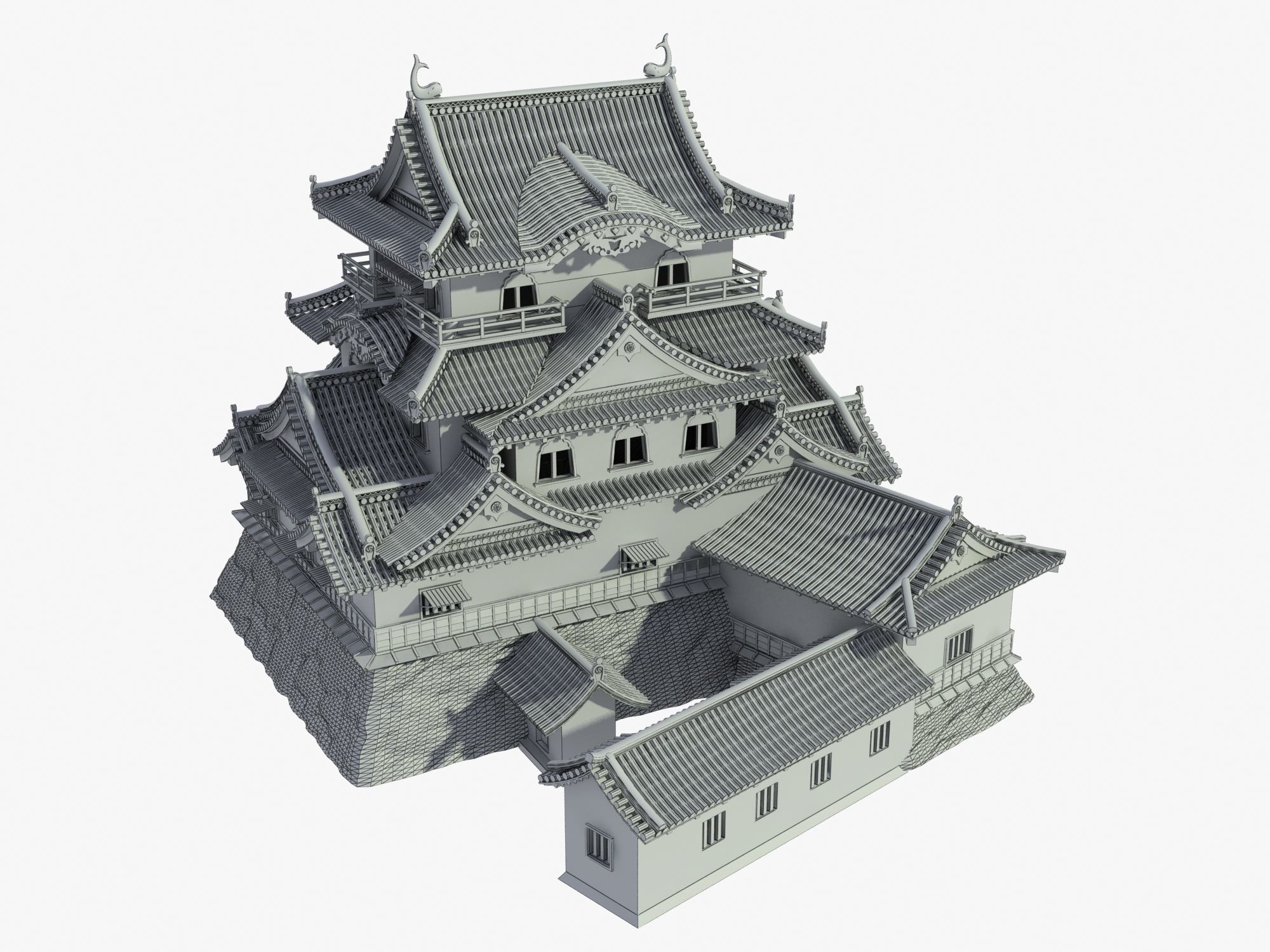 Hikone Japanese Castle 3D model_10