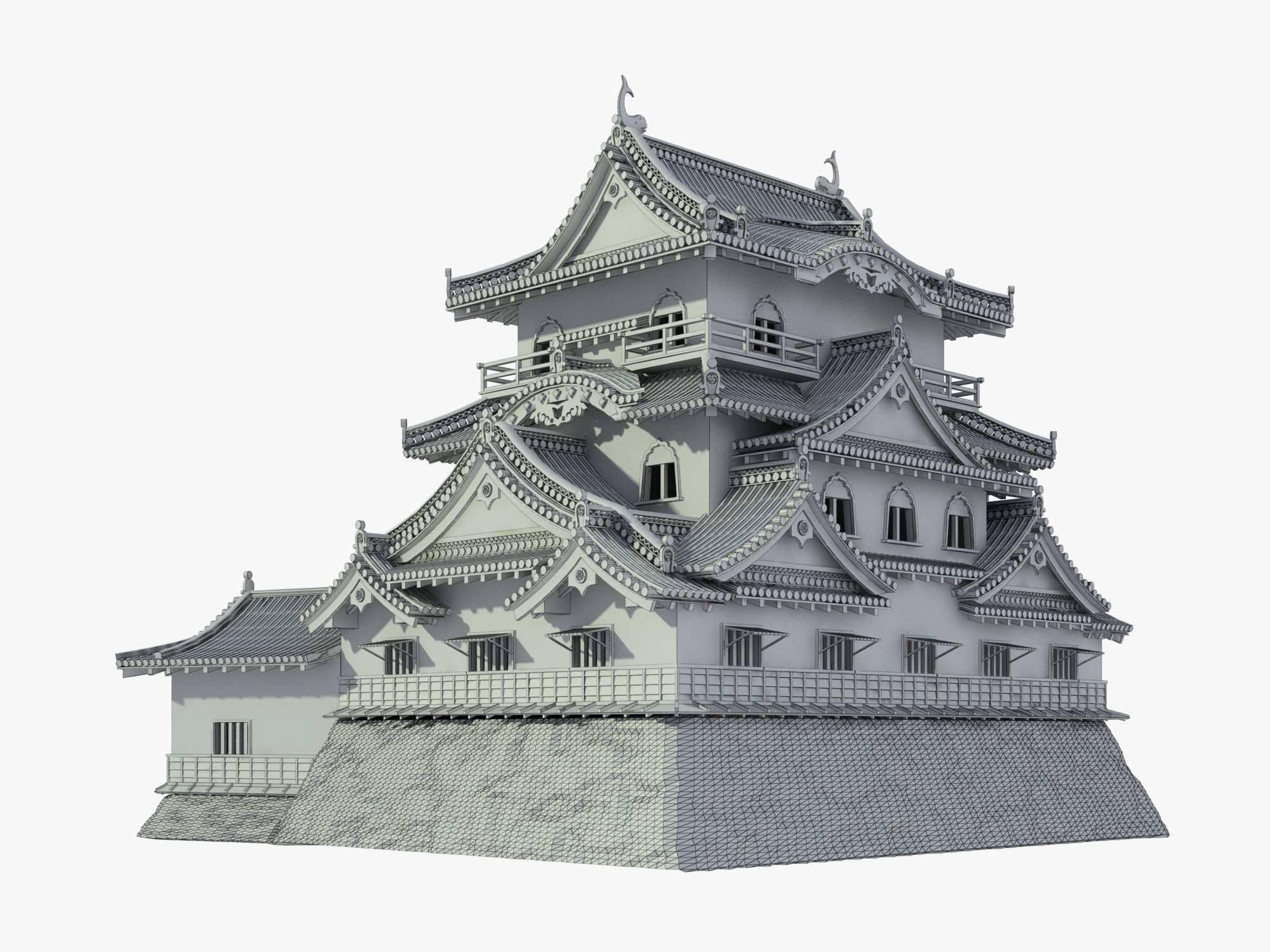 Hikone Japanese Castle 3D model_8