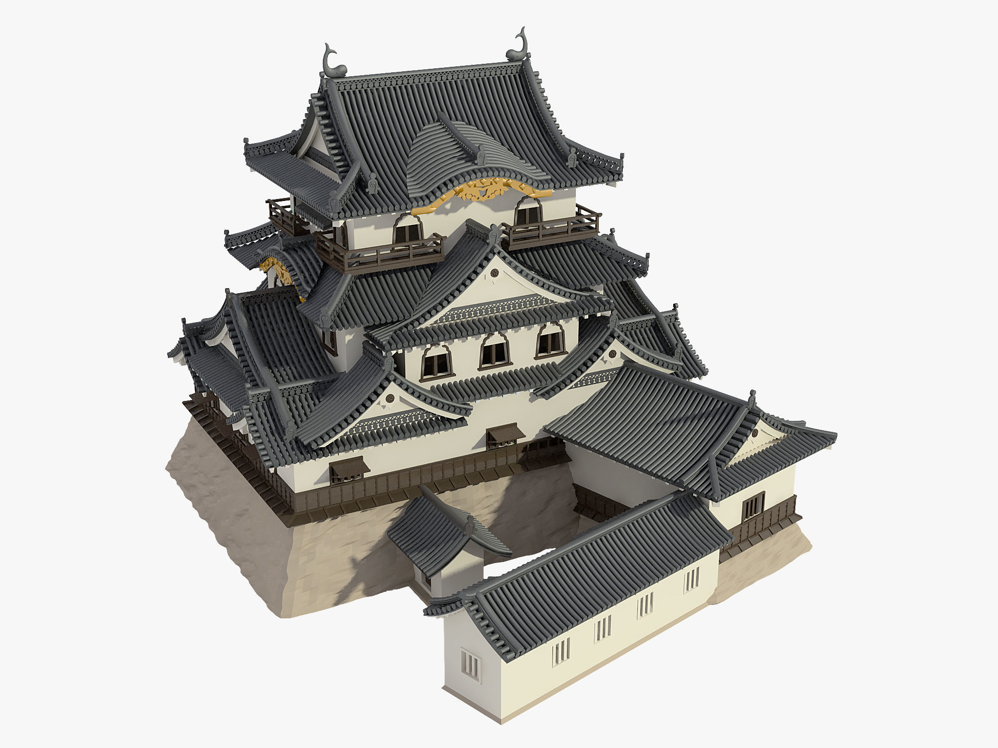 Hikone Japanese Castle 3D model_4