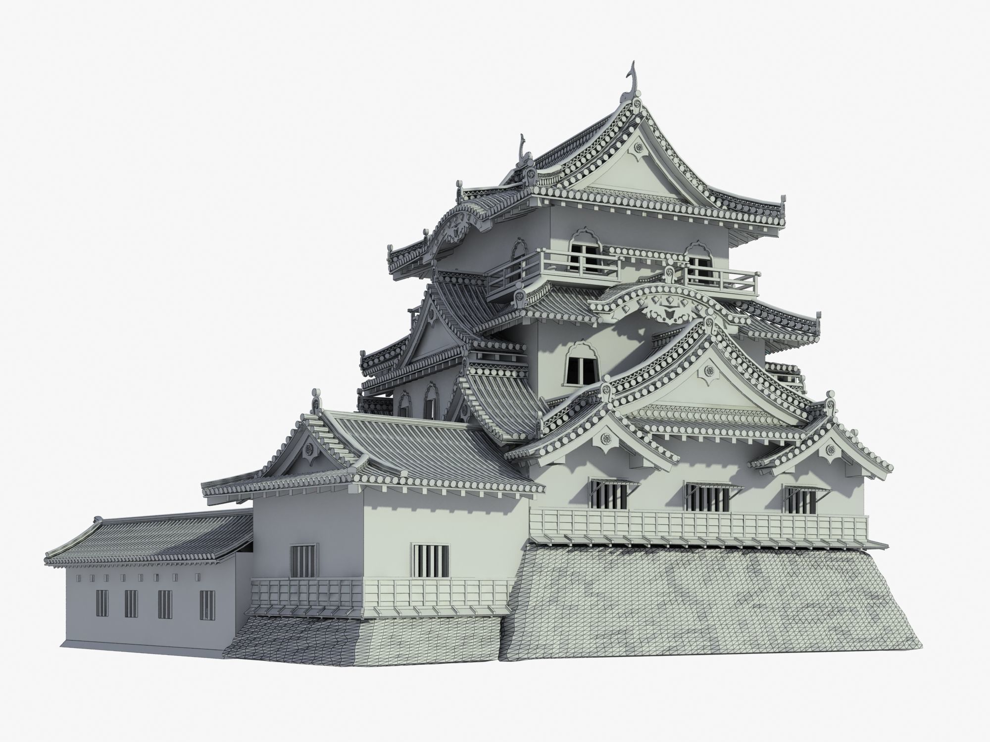Hikone Japanese Castle 3D model_9