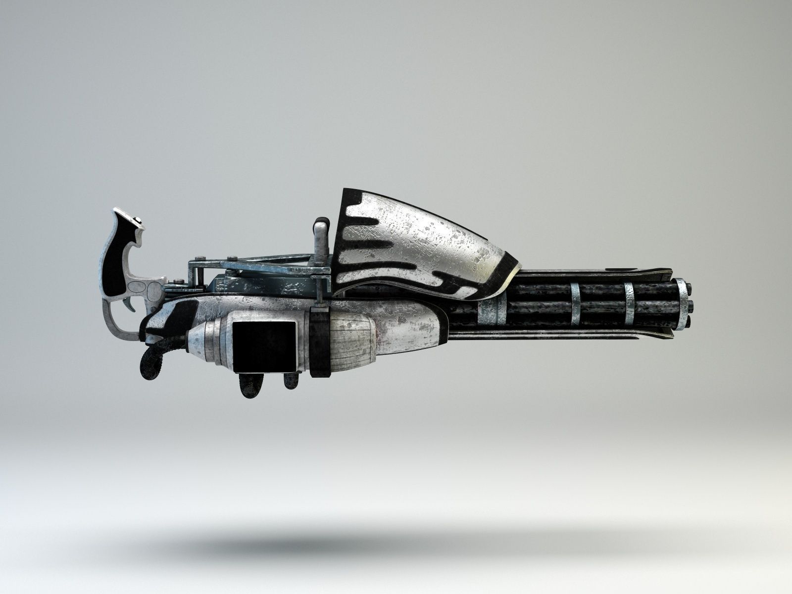 Retro-Futuristic Mechborg with Minigun 3D model_4