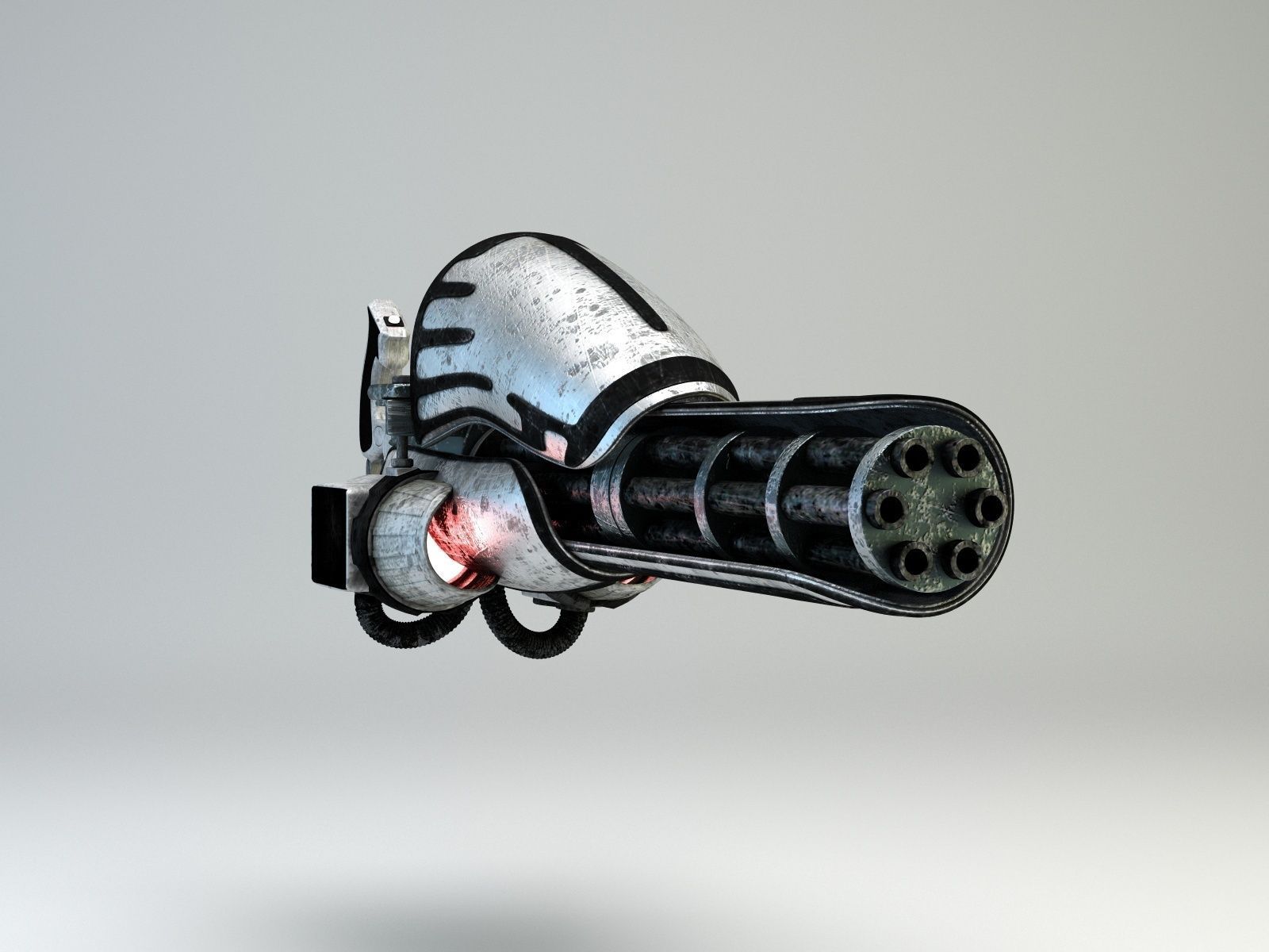 Retro-Futuristic Mechborg with Minigun 3D model_5