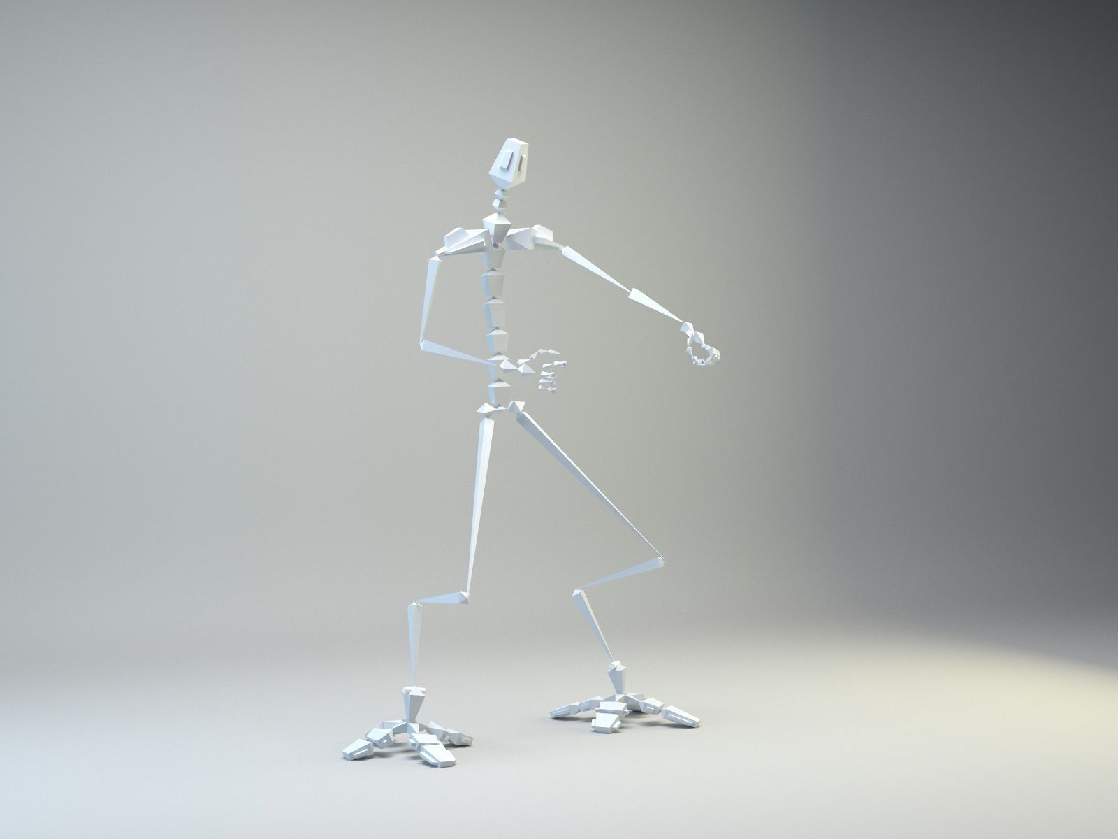 Retro-Futuristic Mechborg with Minigun 3D model_2