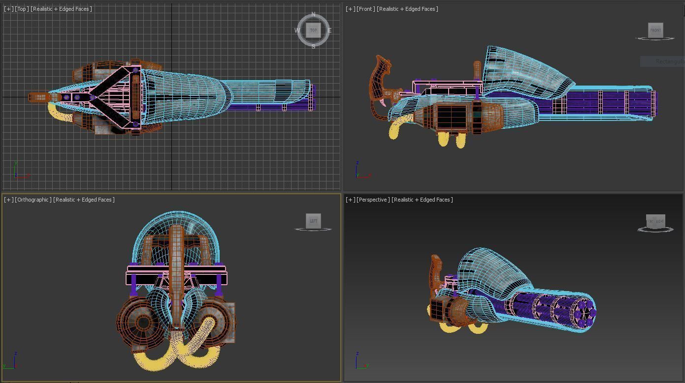 Retro-Futuristic Mechborg with Minigun 3D model_7
