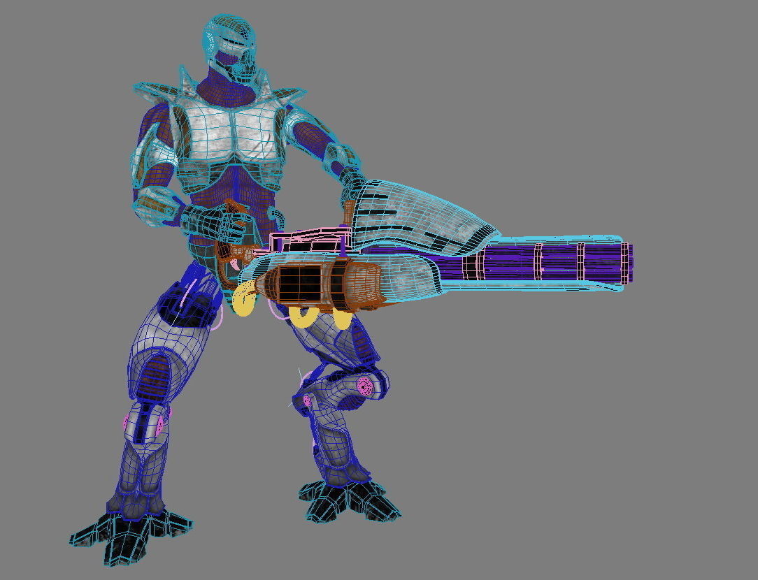 Retro-Futuristic Mechborg with Minigun 3D model_3