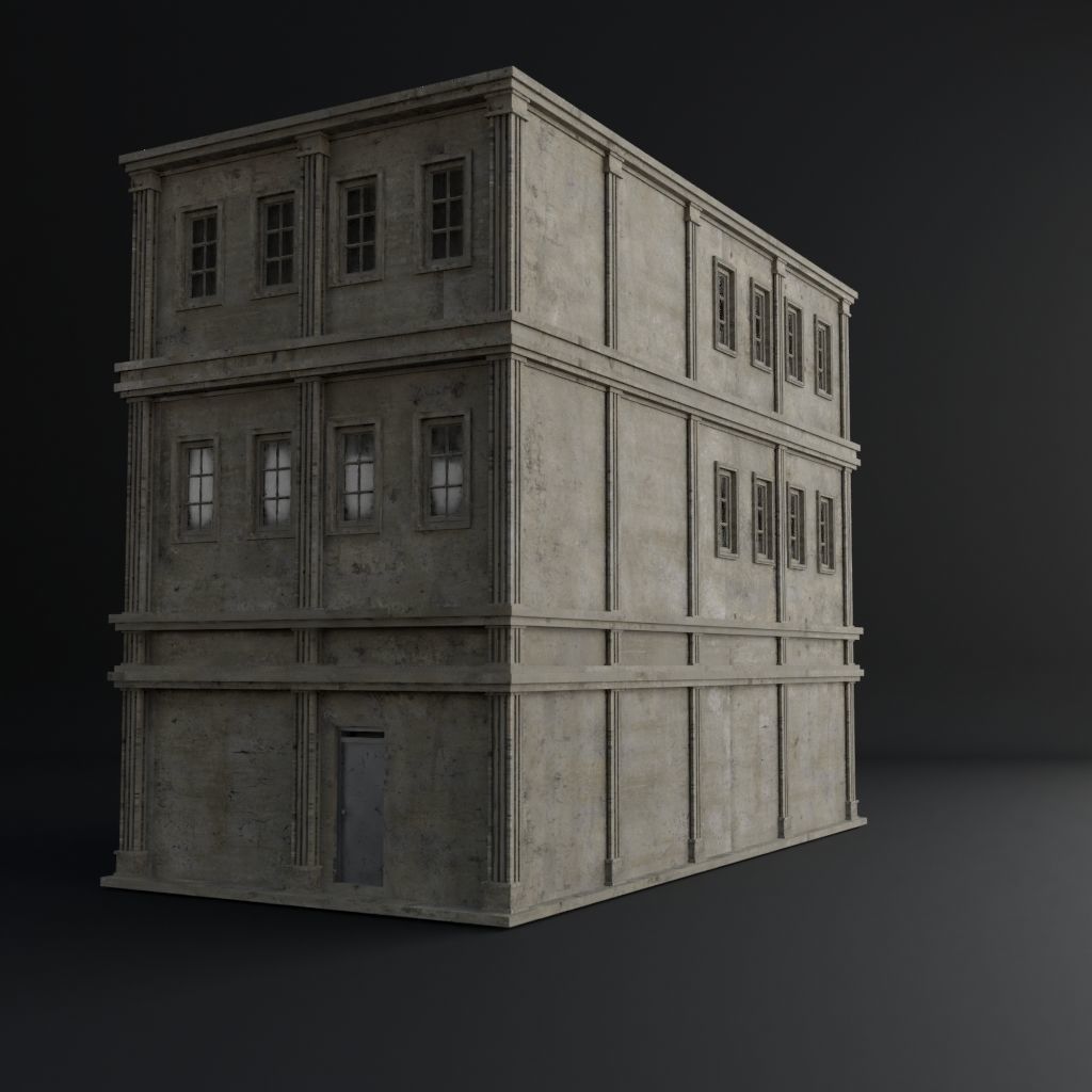 OLD RETRO CLASSICAL BUILDING 1 Low-poly 3D model_4